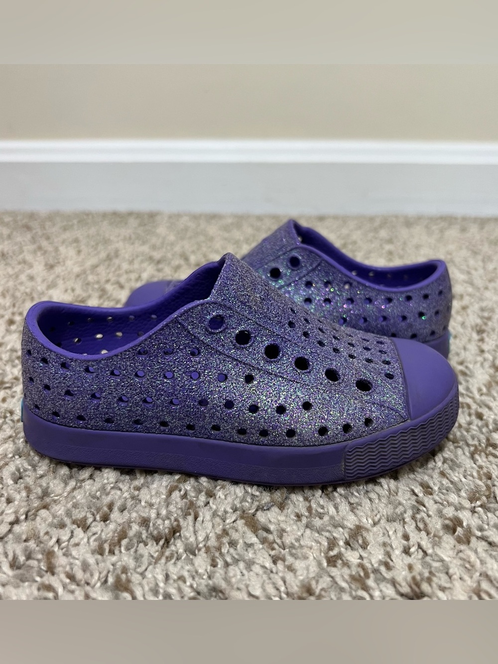 Native Jefferson Kids Bling Shoes - Ultra Bling/Ultra Violet Size C7